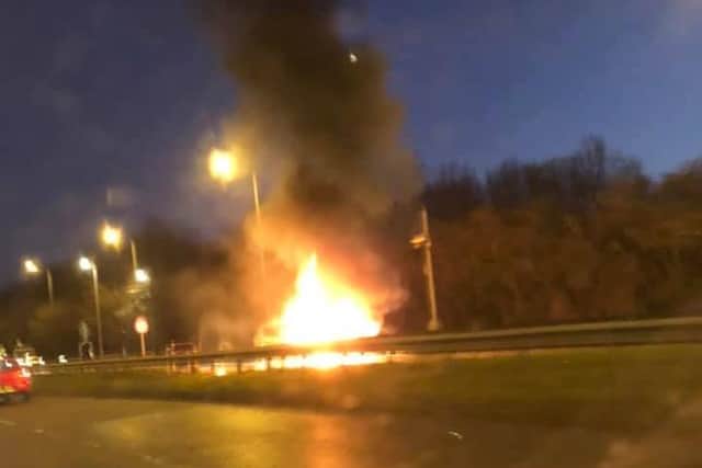 Car fire in Leeds CC Wendy Rogers