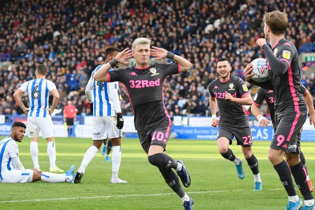 SIX STRAIGHT WINS: For Gjanni Alioski, above, and Leeds United but the North Macedonian international has issued a strong warning about the dangers of getting carried away. Photo by George Wood/Getty Images.