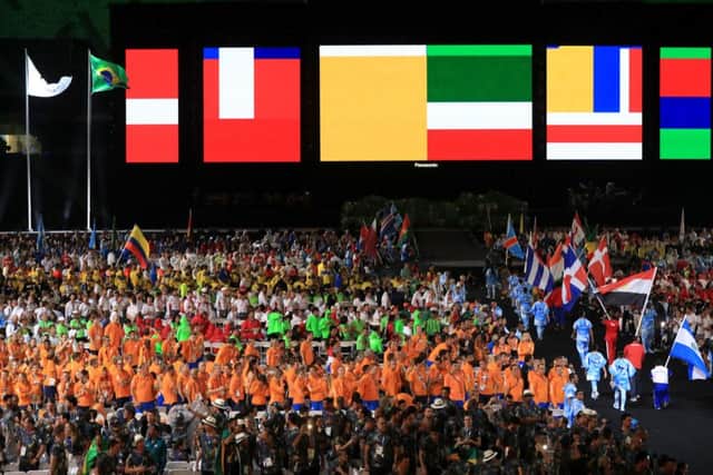 Paralympic delegates during the closing ceremony on the eleventh day of the 2016 Rio Paralympic Games at the Maracana, Rio de Janeiro, Brazil.