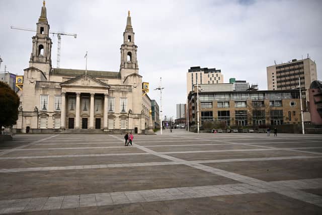 Millennium Square with the Civic Hall to the left.