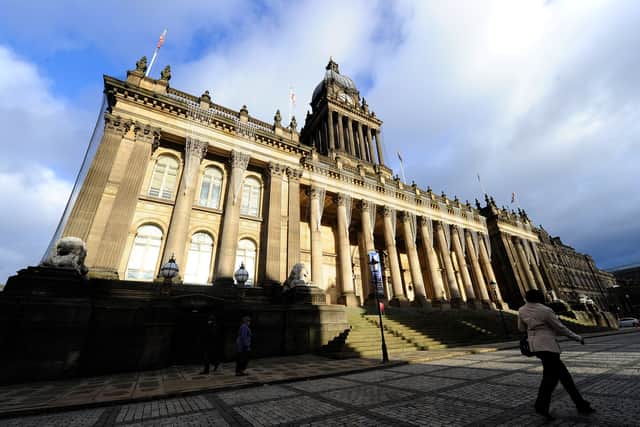 Leeds Town hall with its popular steps. 