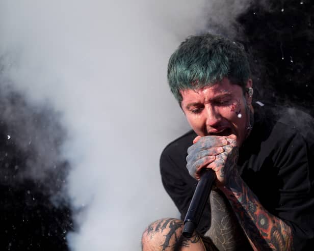  Oliver Sykes lead singer of Bring Me The Horizon performs during the first day of Lollapalooza 