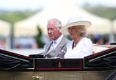 The Prince of Wales with The Duchess of Cornwall are seen in the royal procession during Day Two of Royal Ascot 2022
