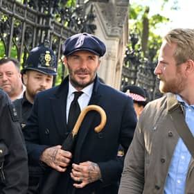 David Beckham queued around 12 hours to walk past Queen Elizabeth II’s coffin. Credit: Getty Images.