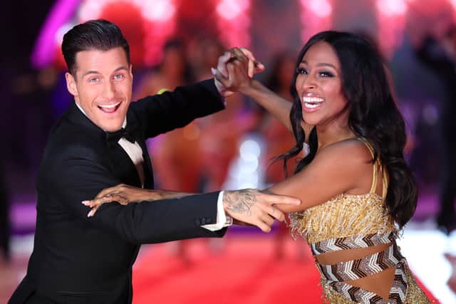 Singer Alexandra Burke and Spanish professional Gorka Marquez made it to the Strictly Come Dancing final in 2017, after scoring a 40 from the judges three times. However, Welsh actor Joe McFadden and his partner Katya Jones took home the Glitterball Trophy. (Photo by Christopher Furlong/Getty Images)