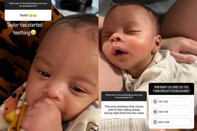 Ella Baig relates to her fans answers, after asking what part of breastfeeding they were not prepared for. (Credit @ella.baig Instagram story)