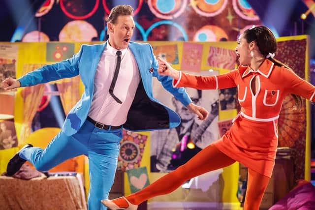 Tony Adams and professional dancer Katya Jones during Saturday night’s performance to Land of 1000 Dances. (Pic: BBC/Guy Levy)