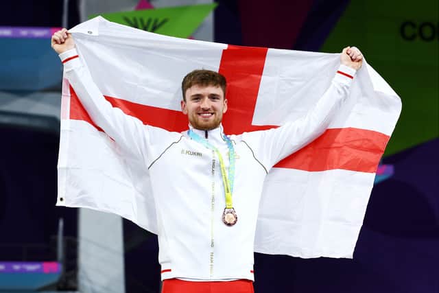 Bronze medalist, Matthew Lee of Team England poses with their medal during the medal ceremony for the Men's 10m Platform Final on day ten of the Birmingham 2022 Commonwealth Games at Sandwell Aquatics Centre on August 07, 2022 on the Smethwick, England. (Photo by Elsa/Getty Images)