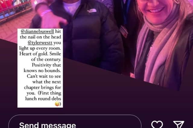 Helen Skelton shared a picture to her Instagram story, following Tyler West’s elimination from Strictly Come Dancing. (Credit @helenskelton Instagram story)