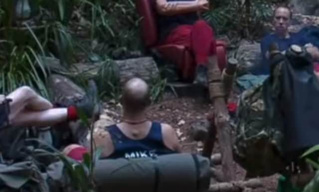 A shot of Mike Tindall in the camp showed a large lump on the former rugby player’s back