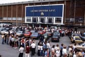 A long snaking queue of patient Leeds United fans all hoping to bag tickets to see the Whites play in 1984.