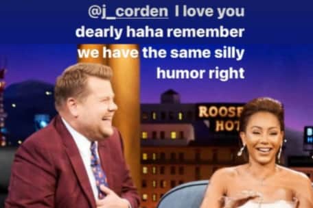Mel was a guest on Corden’s The Late Late Show in 2016 and again in 2018. (Picture: Instagram/@officialmelb)