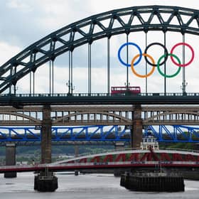 The Tyne Bridge displayed the Olympic rings in 2012, celebrating the event being held in London.