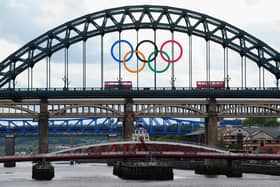 The Tyne Bridge displayed the Olympic rings in 2012, celebrating the event being held in London.