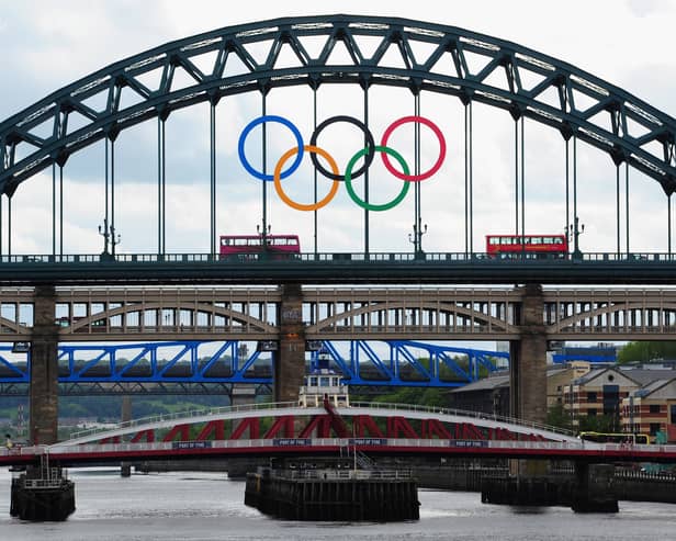 The Tyne Bridge displayed the Olympic rings in 2012, celebrating the event being held in London.