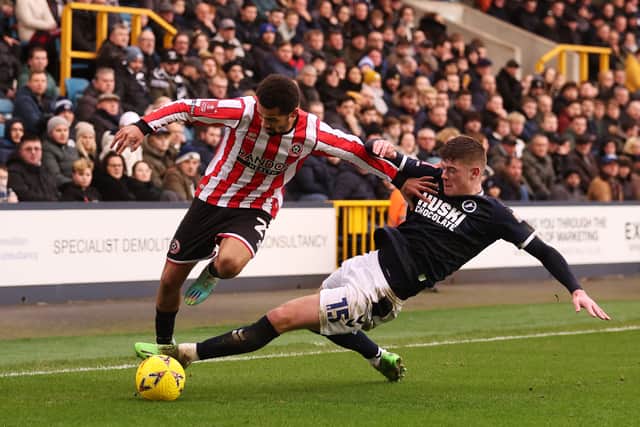 Charlie Cresswell in of Millwall during the Emirates FA Cup Third Round match between Millwall FC and Sheffield United at The Den on January 07, 2023 in London, England. (Photo by Warren Little/Getty Images)