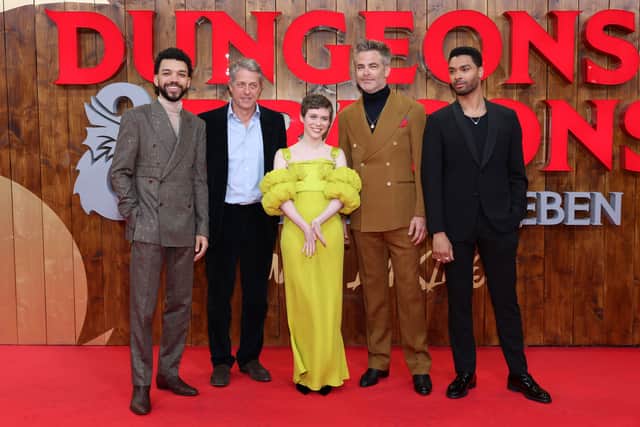 Justice Smith, Hugh Grant, Sophia Lillis, Chris Pine and Rege-Jean Page attend the Berlin Special Screening of Paramount Pictures’ and eOne’s “Dungeons & Dragons: Honor Among Thieves”
