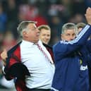 Sam Allardyce celebrates staying in the Premier League with Sunderland back in 2016.