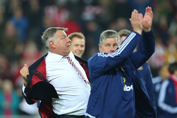 Sam Allardyce celebrates staying in the Premier League with Sunderland back in 2016.
