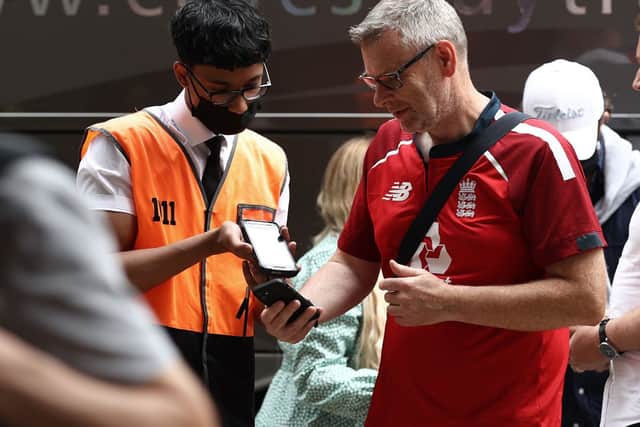Fans scan their NHS Covid Pass to gain entry during the 2nd One Day International match between England and Sri Lanka (Getty Images)