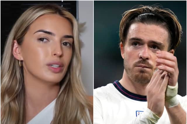 Sasha Attwood, the girlfriend of England and Aston Villa star Jack Grealish, has said she was sent 200 death threats a day (Sasha Rebecca YouTube / Getty Images)