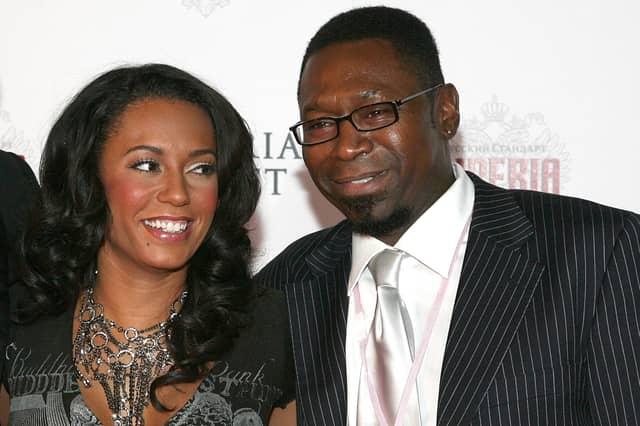Spice Girl Melanie Brown poses with father Martin Brown at Victoria’s Secret Fashion Show after party Held at the Kodak Theatre, Grand Ballroom on November 16, 2007 in Hollywood, California. (Photo by Frazer Harrison/Getty Images)