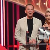 Helen Skelton and Scott Mills presenting at The British Soap Awards (Credit ITV)