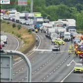 M1 northbound is closed between J39 and J40. Photo: National Highways