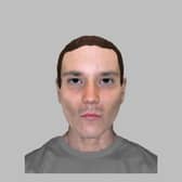 The man was described as having short dark hair with stubble on his top lip, wearing a grey T shirt and jogging bottoms. (Photo: West Yorkshire Police)