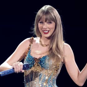 US singer-songwriter Taylor Swift performs onstage on the first night of her "Eras Tour" at AT&T Stadium in Arlington, Texas, on March 31, 2023. (Photo by SUZANNE CORDEIRO / AFP) 