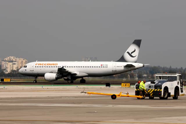 The flight, operated by Freebird Airlines, was reportedly grounded for 23 hours following a bird strike. Picture by AFP via Getty Images