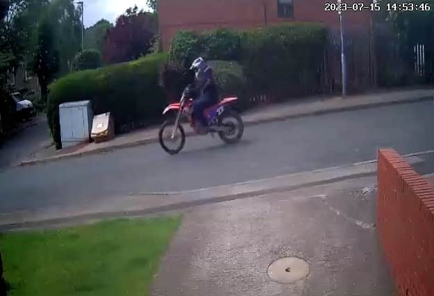 Police are asking anyone with information about this bike or its rider to contact them. Picture by West Yorkshire Police