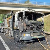 Two lanes remain closed on the M1 Northbound near Garforth following a HGV fire. Picture by National Highways