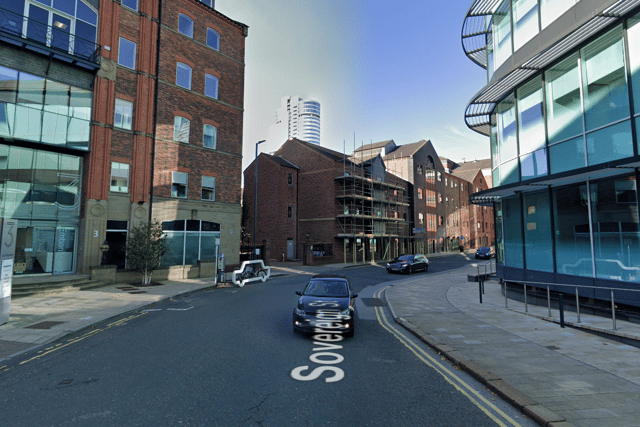 A woman was taken to hospital after falling from a height at a Leeds city centre office building on Wednesday. Picture by Google