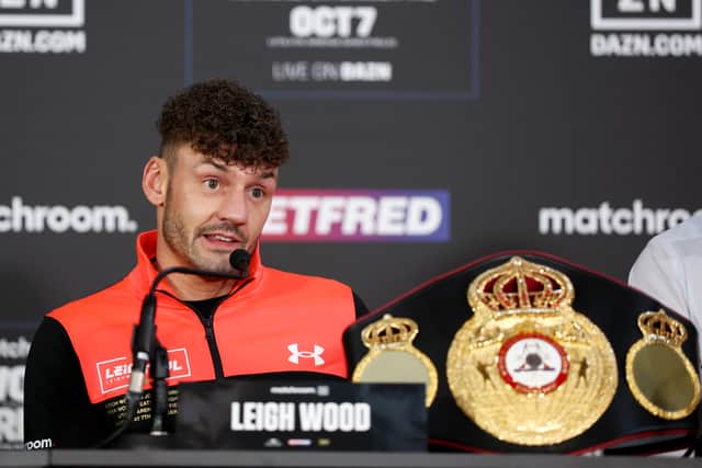 Leigh Wood speaks during Thursday’s pre-fight press conference (Photo by George Wood/Getty Images)