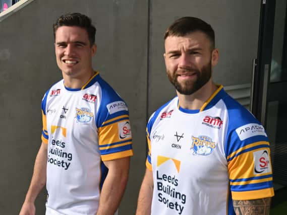 Andy Ackers with fellow new Leeds Rhinos signing Brodie Croft. © MATTHEW MERRICK PHOTOGRAPHY