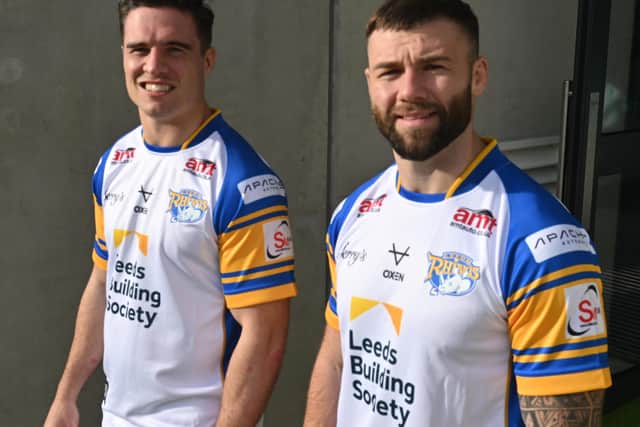 Andy Ackers with fellow new Leeds Rhinos signing Brodie Croft. © MATTHEW MERRICK PHOTOGRAPHY