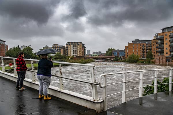 Flood alerts have been issued in areas close to River Aire in Leeds on Monday. Picture by Tony Johnson