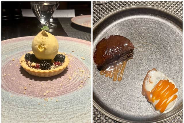For desert, we had chocolate tart with white chocolate ice cream and sticky coffee pudding.