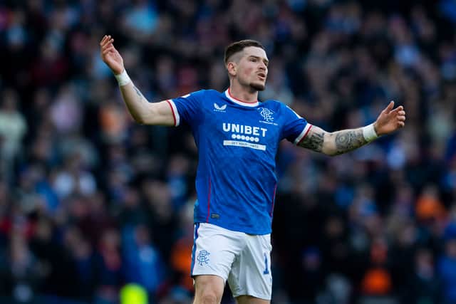Ryan Kent in action for Rangers in February 2023