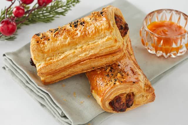 The menu includes a turkey and cranberry “sausage” roll topped with sage and black onion seeds and served with an orange, spiced carrot and pumpkin Christmas ketchup.