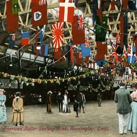 A postcard showing The American Roller Skating Rink on St Michael's Lane in Headingley. Circa 1910.
