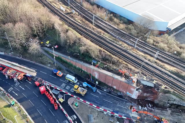 Work taking place on Armley Gyratory this weekend, with more disruption expected pn Sunday (Photo by Sowden Drones/Liam Sowden)