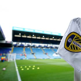 Leeds United logo on a flag.