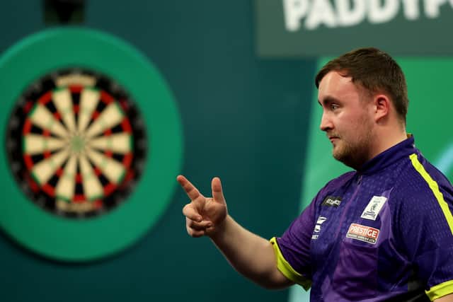 Luke Littler celebrates winning his semi final match at the 2023/24 Paddy Power World Darts Championship (Photo: Tom Dulat/Getty Images)