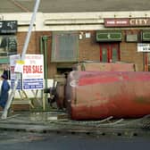 A tanker carrying beer from Tetley's Brewery  overturned outside the City Lights pub at the junction of Selby Road and York Road at Halton Dial in March 2000.