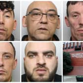 The gang were jailed for more than 27 years today. Top (l-r) Damien Ali, Hamid Ali, Jason Pallas. Bottom (l-r) John Collett, Jordan Staten. (pics by WYP)
