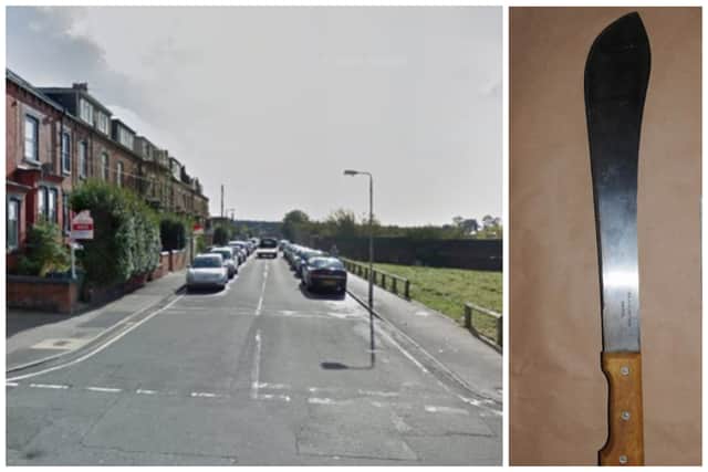 The victim was attacked by two boys with machetes on Florence Street. (library pics by National World and Google Maps)