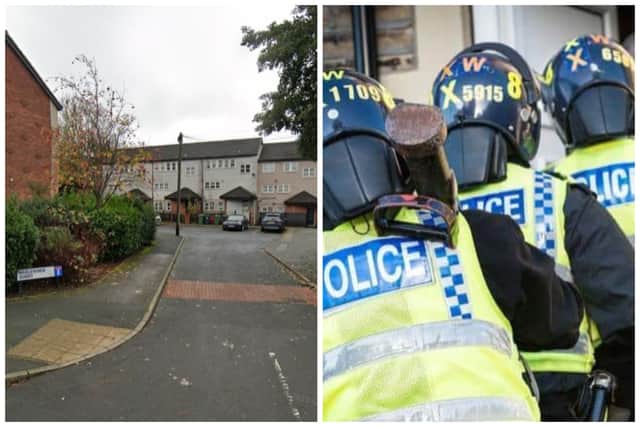 Police raided drug dealer Lee's flat on Haslewood Court in November 2021, but he then tried to "lie his way out of it", the court heard. (pics by Google Maps / National World)