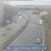 A crash on the M1 between Lofthouse Interchange and Wakefield is causing delays. Photo: motorwaycameras.co.uk.